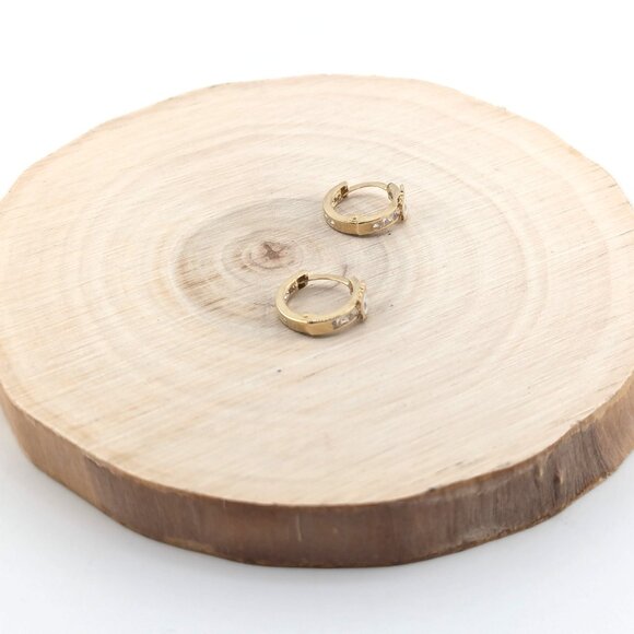 Women's 14k Gold Kitty Cat‎ Cubic Zirconia Novelty Hoop Earrings Jewelry ** - Picture 8 of 10